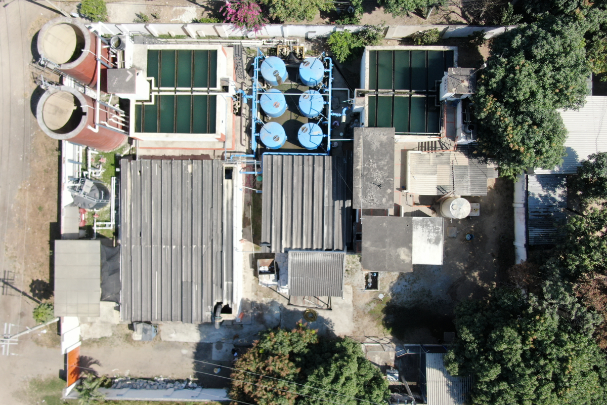 Planta de tratamiento de aguas foto desde arriba