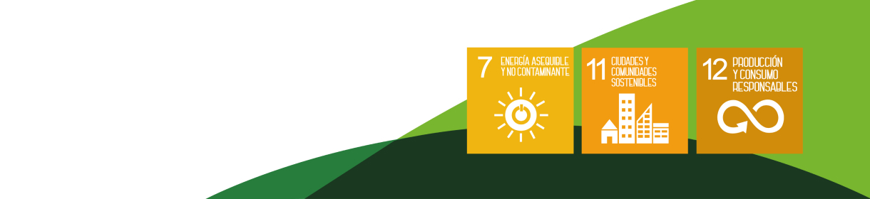 Gráfico con los Objetivos de Desarrollo Sostenible 7 “Energía asequible y no contaminante”, 11 “Ciudades y comunidades sostenibles” y 12 “Producción y consumo responsables”.