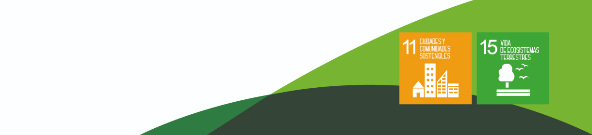 Gráfico con los Objetivos de Desarrollo Sostenible 11 “Ciudades y comunidades sostenibles” y 15 “Vida de ecosistemas terrestres”.