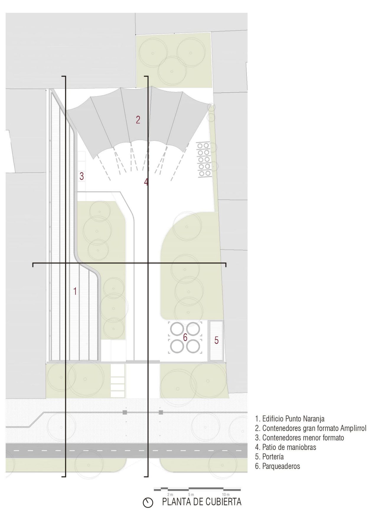 Planta arquitectonica cubiertas Punto Naranja