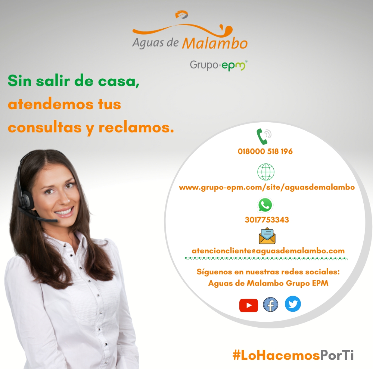 Te invitamos a que continúes utilizando nuestra línea de atención al cliente para realizar trámites como duplicado de factura, reclamos, financiaciones, peticiones o cualquier otra solicitud.