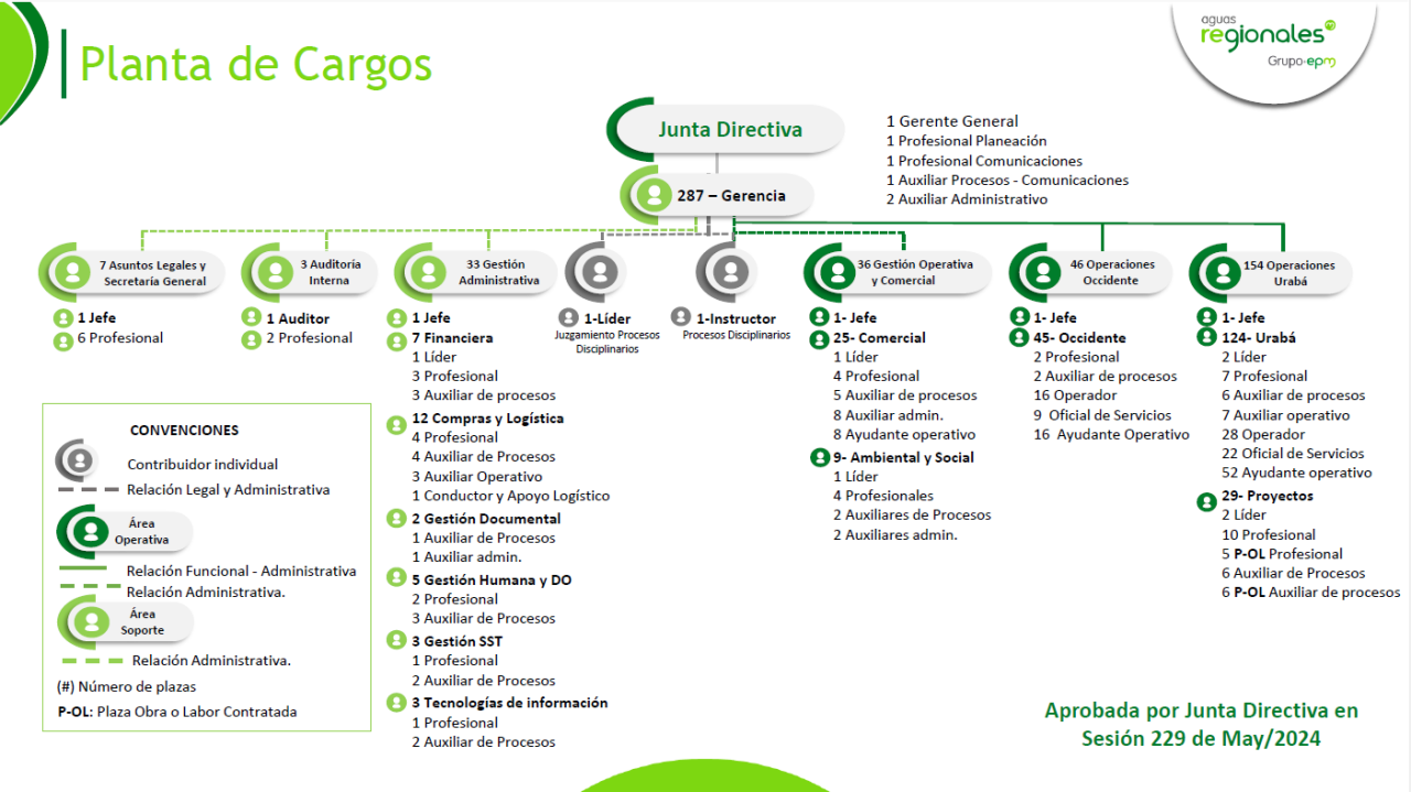 Estructura orgánica de la junta directiva
